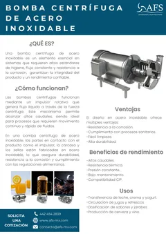 Infografía: Bomba centrífuga de acero inoxidable