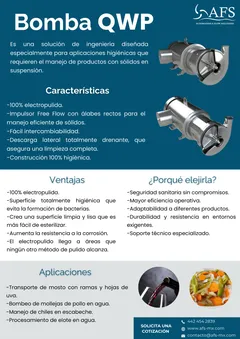 Infografía: Bomba QWP: centrífuga Free Flow para sólidos en suspensión
