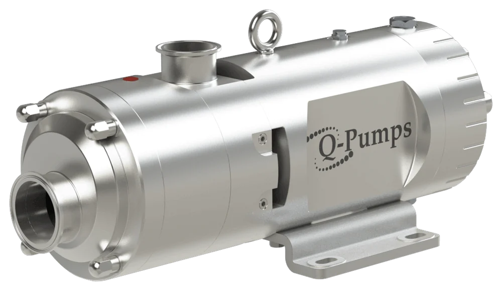 Bomba sanitaria de doble tornillo Q-Pumps Serie QTS en acero inoxidable